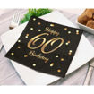 Picture of 60TH BIRTHDAY NAPKINS BLACK & GOLD 33X33CM 20 PACK